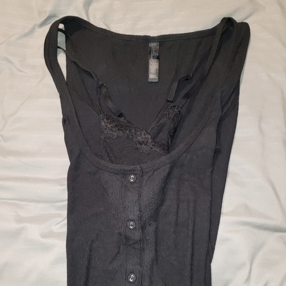 SKIMS Black Ribbed Tank Top